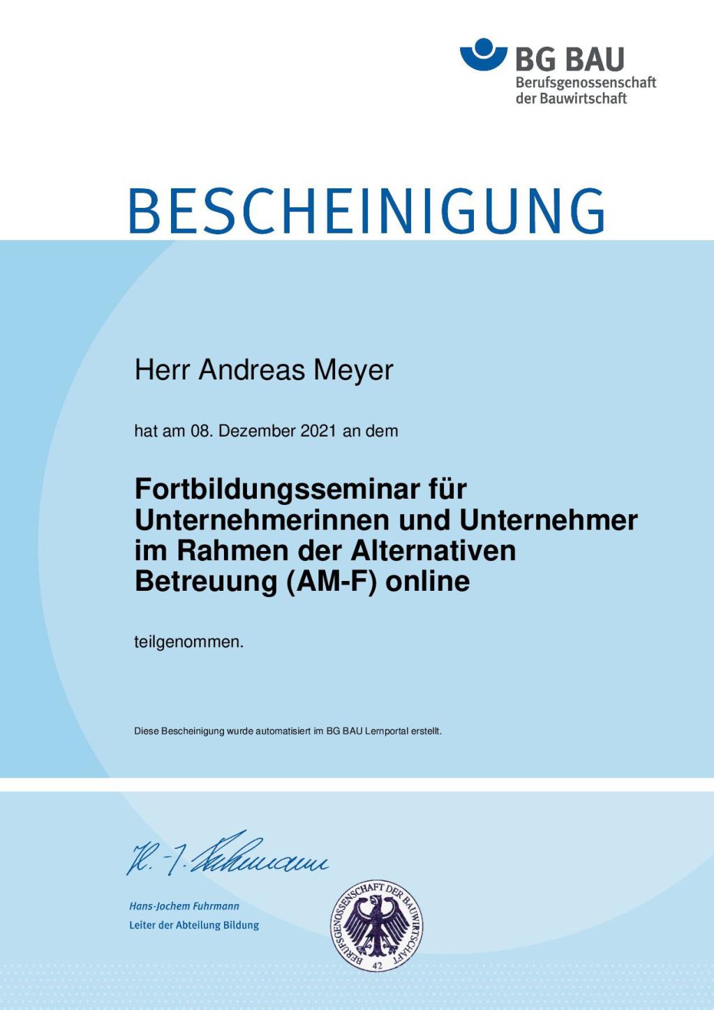 BG BAU Fortbildungsseminar 2021